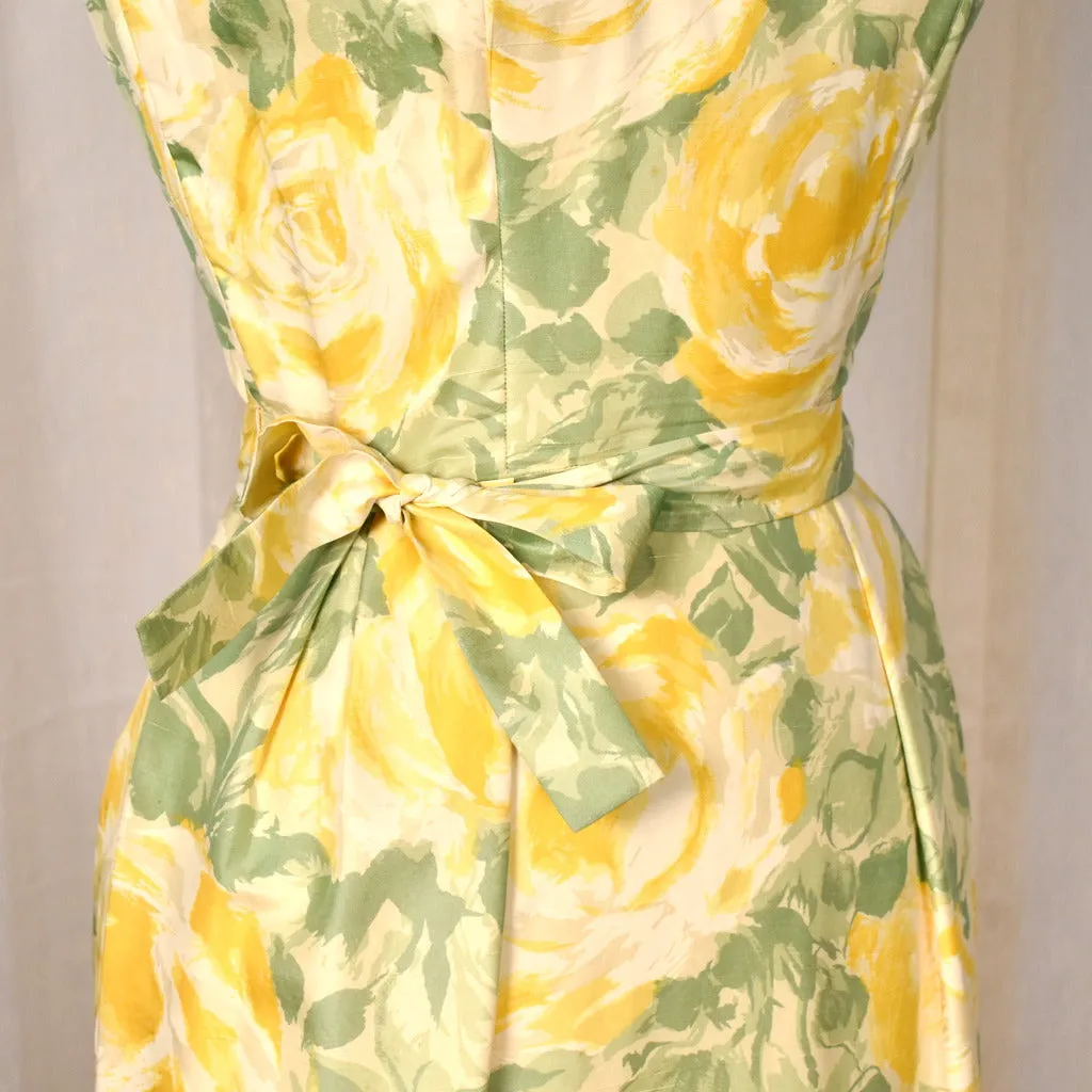 1950s Yellow Roses Dress Set