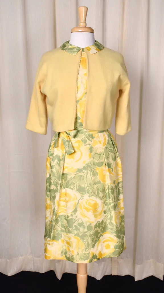 1950s Yellow Roses Dress Set