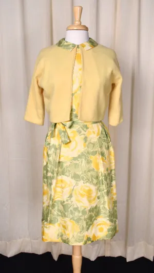 1950s Yellow Roses Dress Set