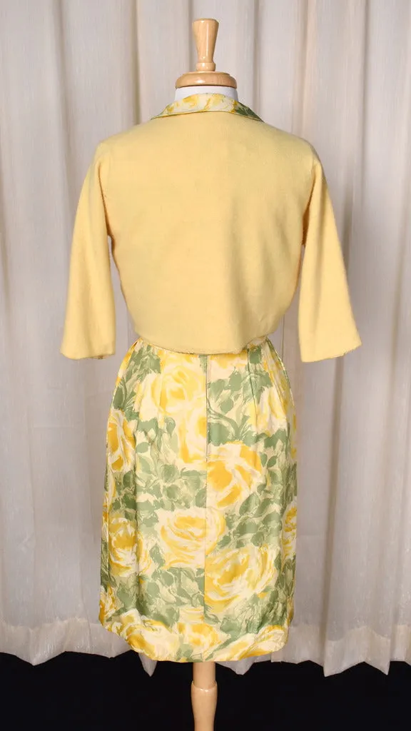 1950s Yellow Roses Dress Set