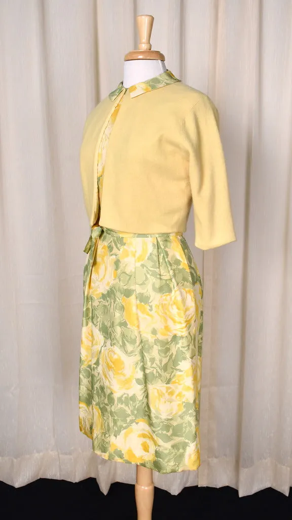 1950s Yellow Roses Dress Set