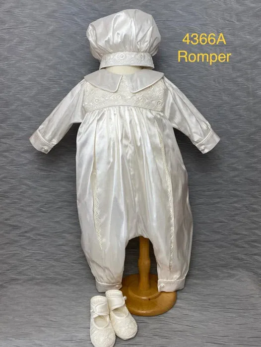 4366 Boys Christening Romper and Cape Set