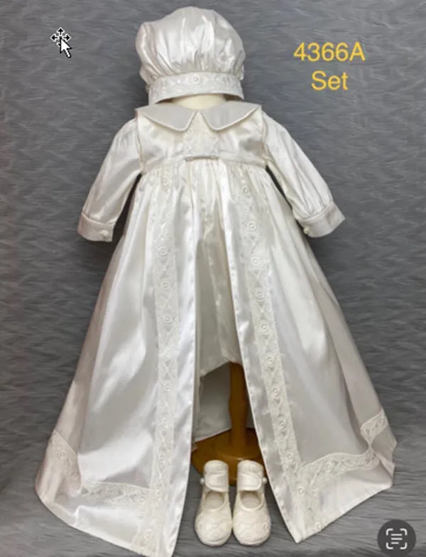 4366 Boys Christening Romper and Cape Set