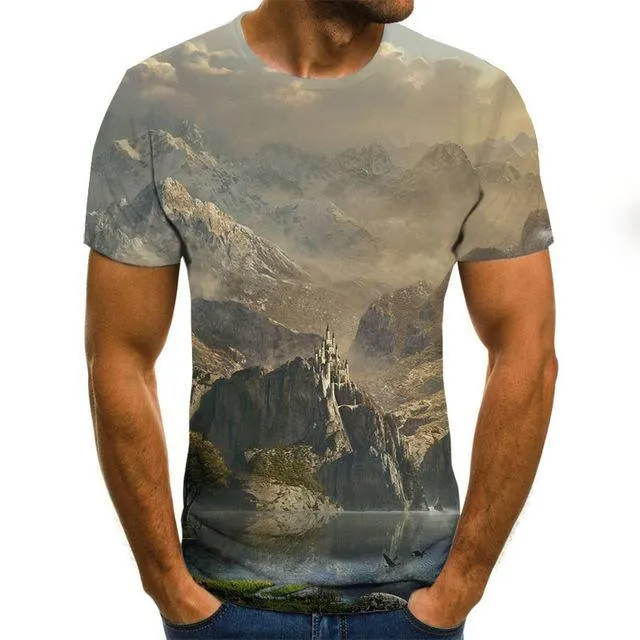 Aidase starry sky 3D printed T-shirt men's summer casual men's T-shirt fun T-shirt streetwear men's and women's tops