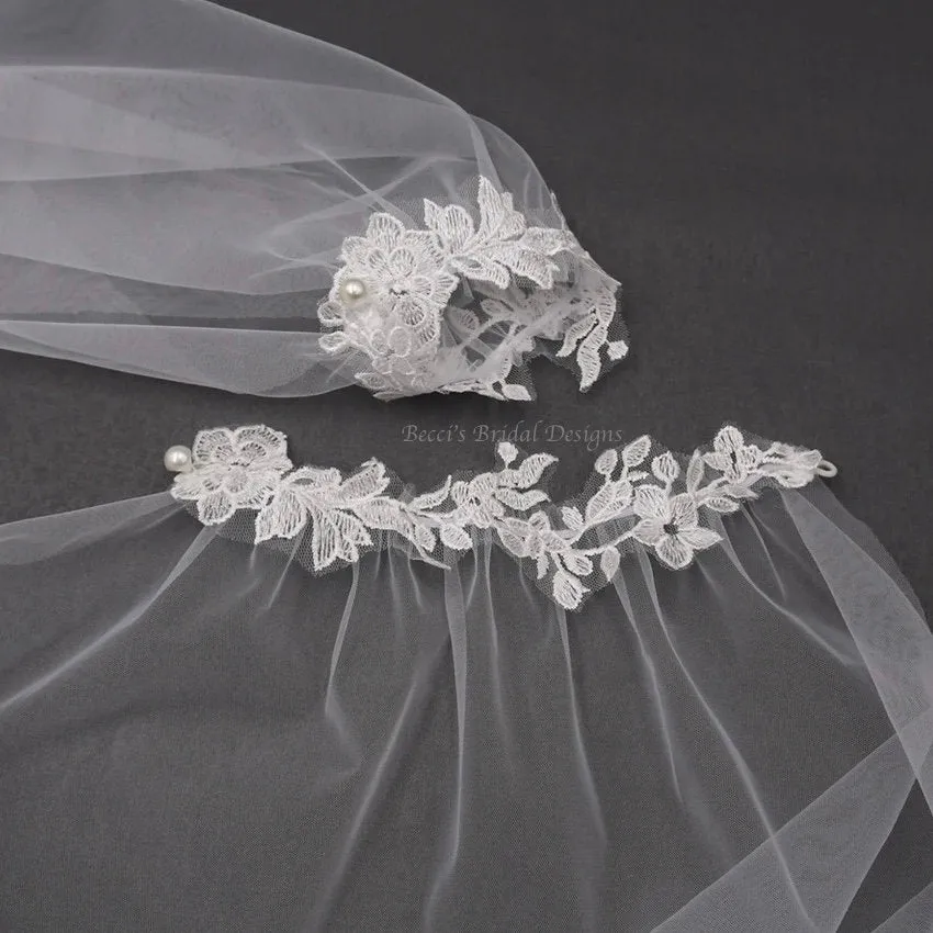 Bicep Wedding Cape with Lace, Detachable Dress Sleeves, Bridal Wings, Veil, Bride Cape