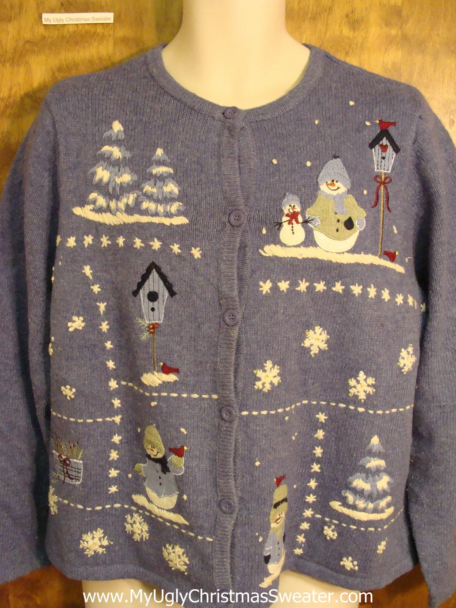 Blue Snowman Themed Cute Xmas Sweater