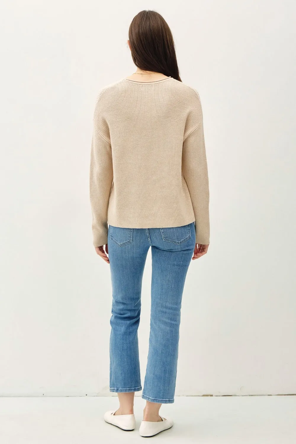 Blue Zone Planet |  Be Cool Round Neck Long Sleeve Sweater