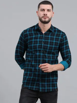 Checkered Cut Away Collar Casual Shirt