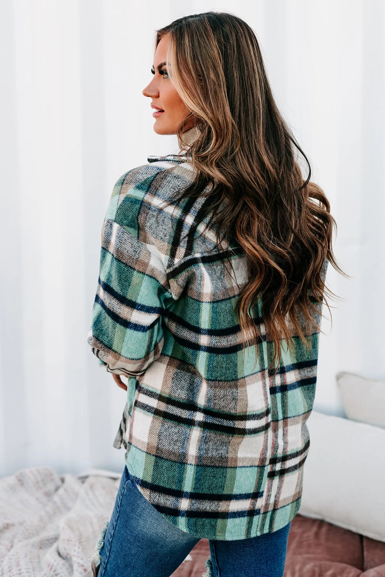Cider Falls Oversized Plaid Shacket (Green)