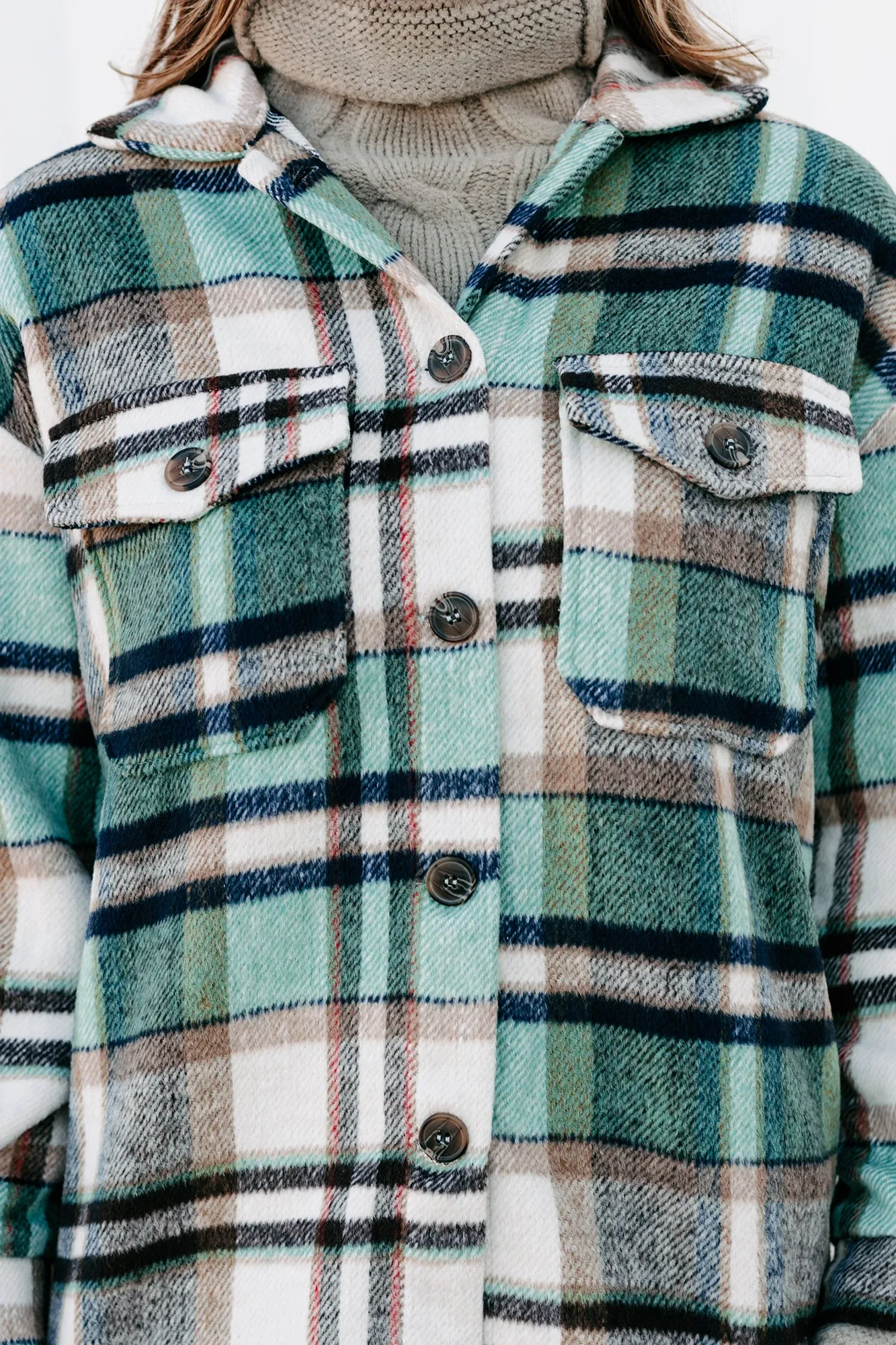 Cider Falls Oversized Plaid Shacket (Green)