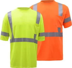 Class 3 Moisture Wicking Short Sleeve Safety T-Shirt with Chest Pocket