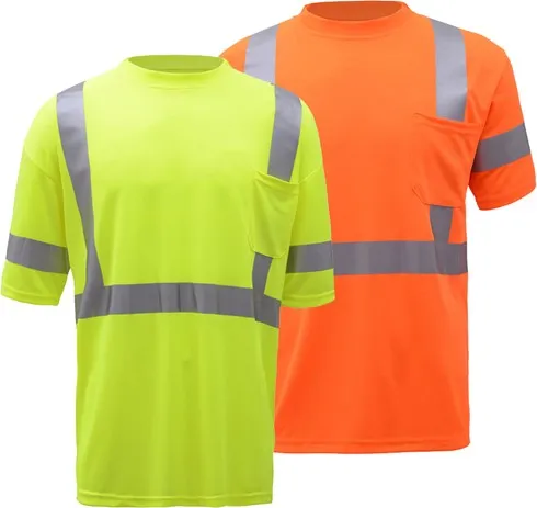 Class 3 Moisture Wicking Short Sleeve Safety T-Shirt with Chest Pocket