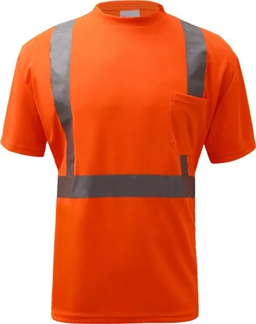 Class 3 Moisture Wicking Short Sleeve Safety T-Shirt with Chest Pocket