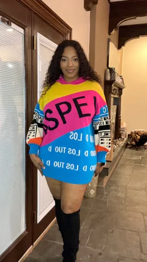Colorful Sweater Hoodie Dress
