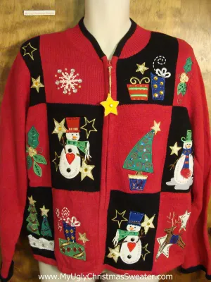 Cute Snowmen and Gifts and Pointy Trees Ugly Christmas Sweater