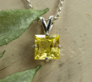 Danburite Sterling Silver Pendant; Genuine Untreated Mexican Yellow Danburite; Yellow Danburite Necklace