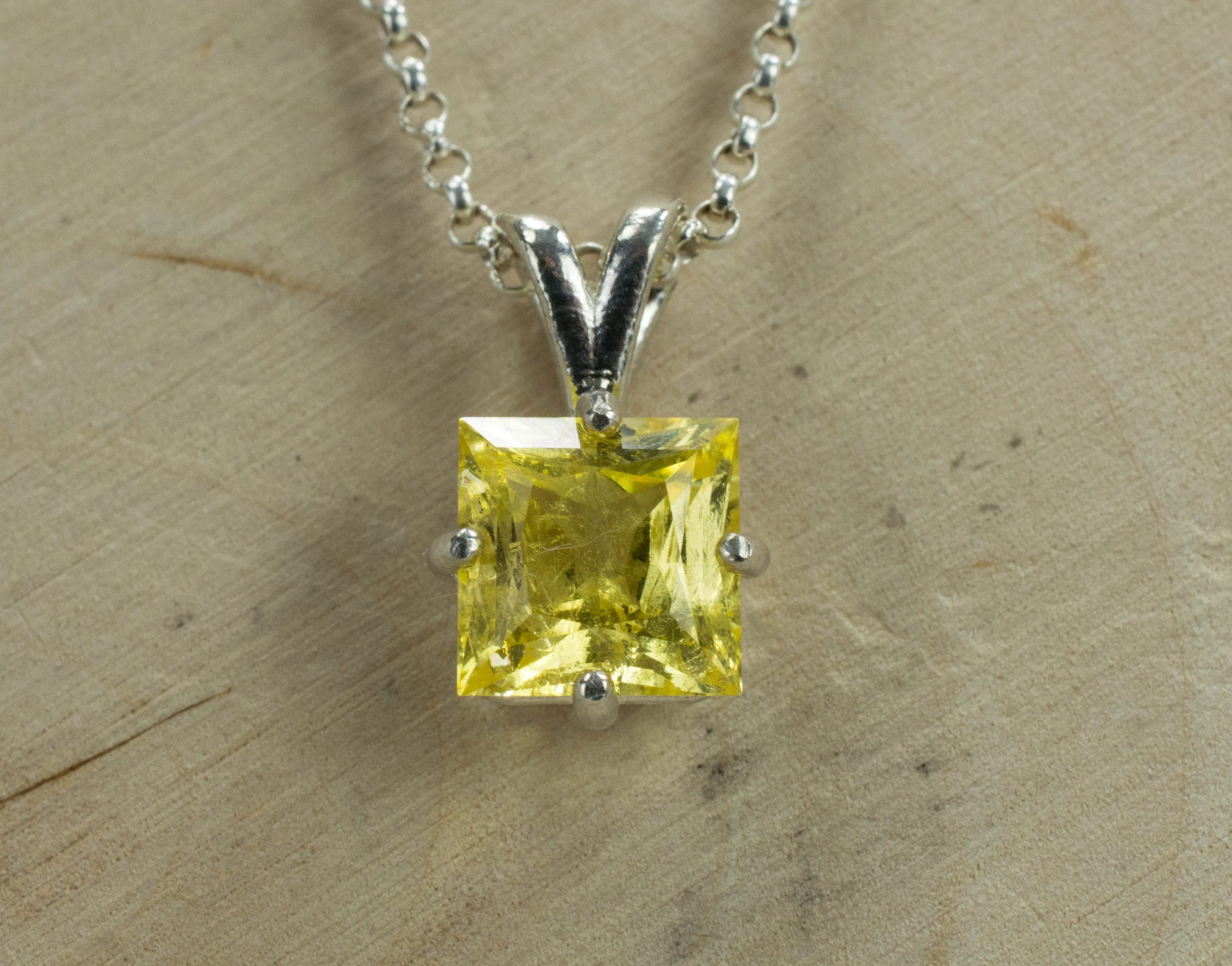 Danburite Sterling Silver Pendant; Genuine Untreated Mexican Yellow Danburite; Yellow Danburite Necklace