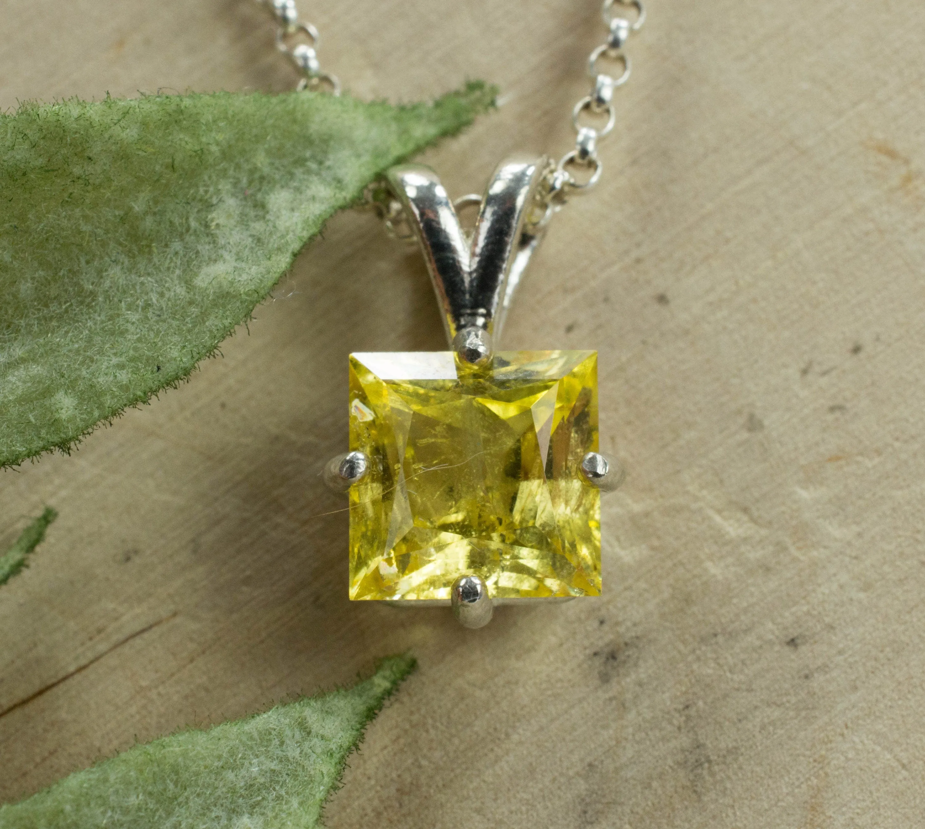 Danburite Sterling Silver Pendant; Genuine Untreated Mexican Yellow Danburite; Yellow Danburite Necklace