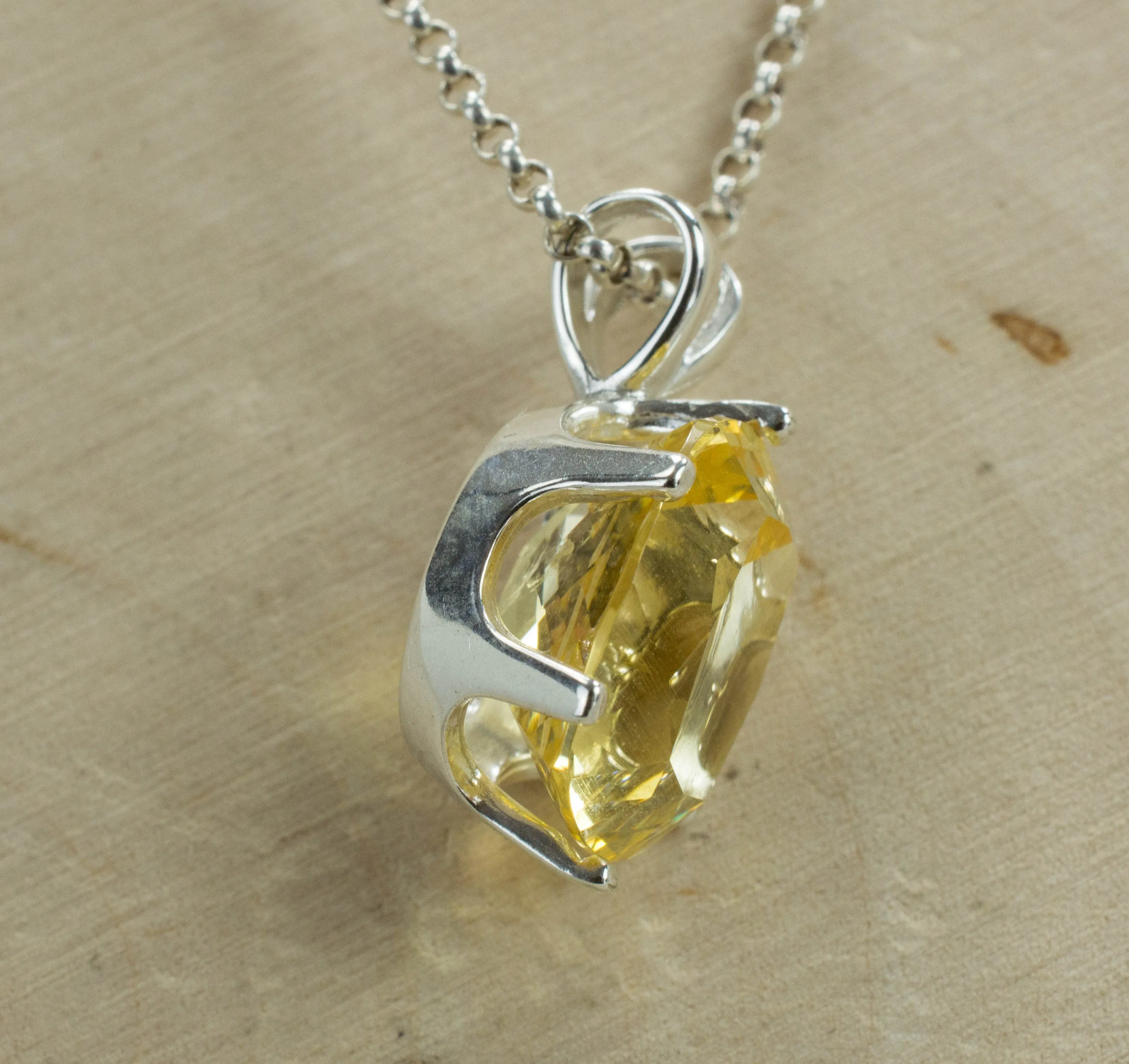 Danburite Sterling Silver Pendant; Genuine Untreated Mexican Yellow Danburite
