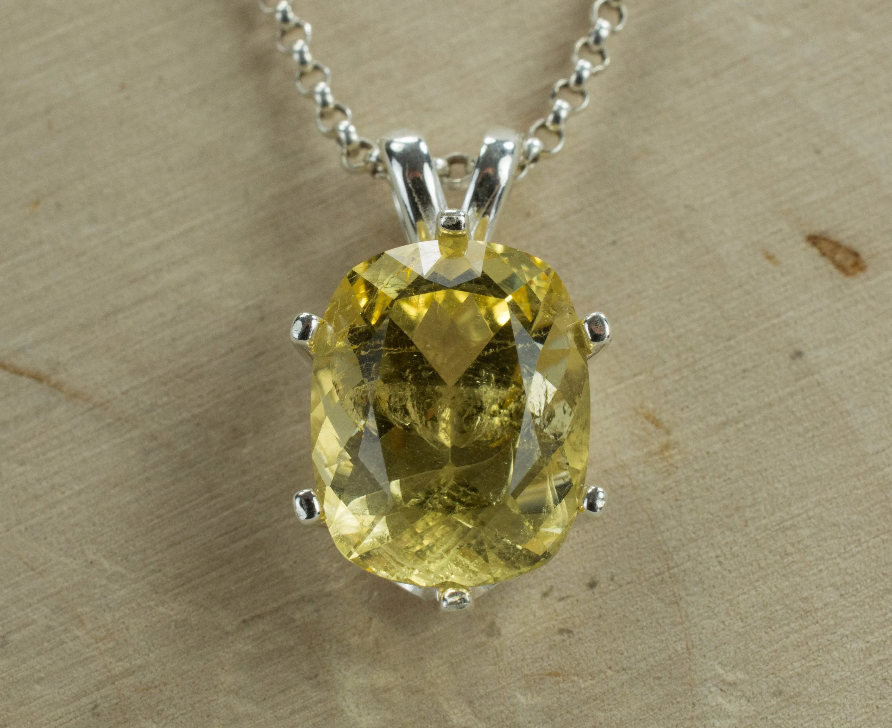 Danburite Sterling Silver Pendant; Genuine Untreated Mexican Yellow Danburite