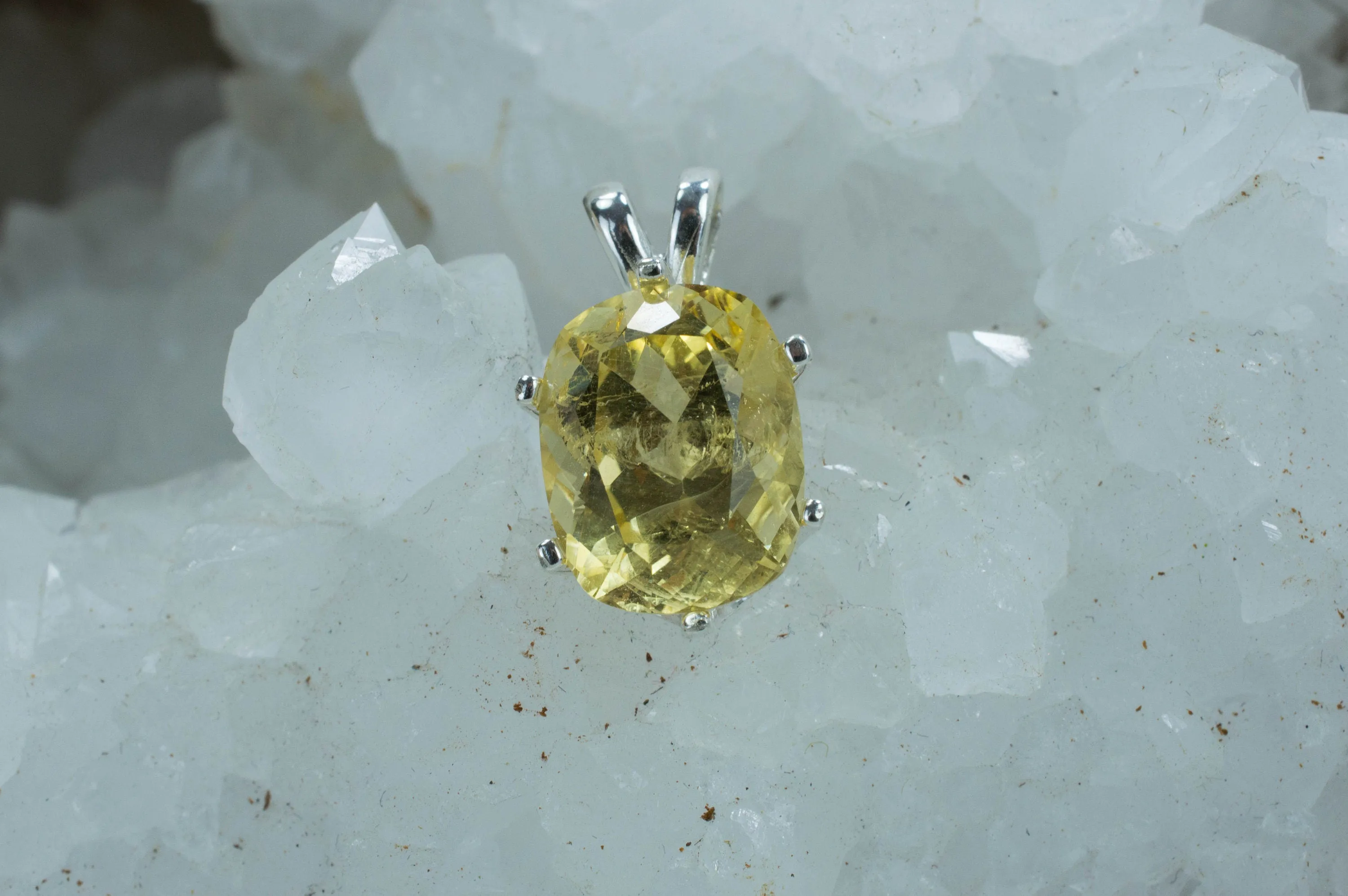Danburite Sterling Silver Pendant; Genuine Untreated Mexican Yellow Danburite