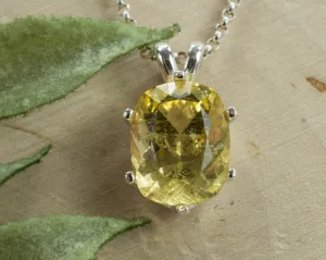 Danburite Sterling Silver Pendant; Genuine Untreated Mexican Yellow Danburite