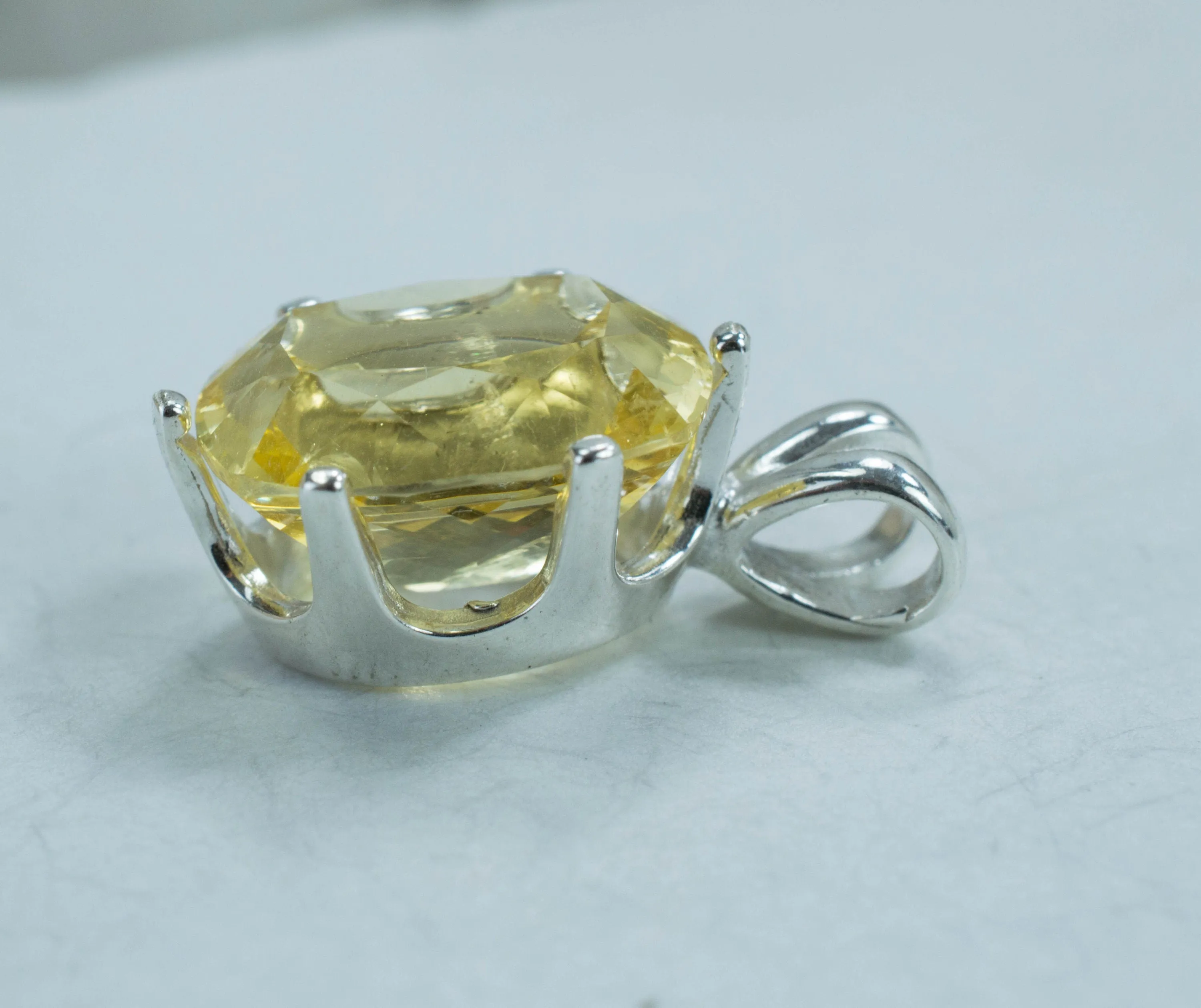 Danburite Sterling Silver Pendant; Genuine Untreated Mexican Yellow Danburite