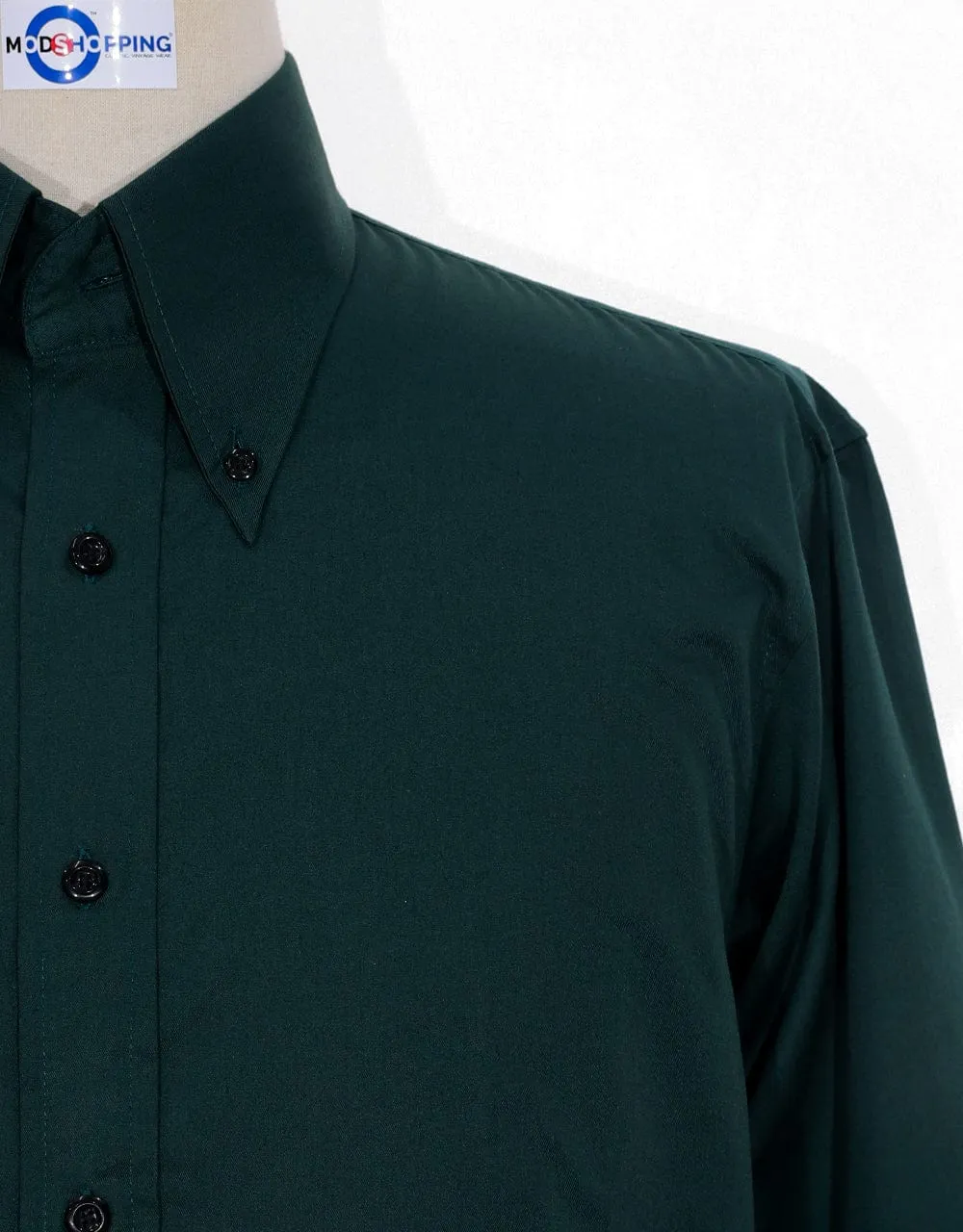 Dark Green Button Down Collar Shirt