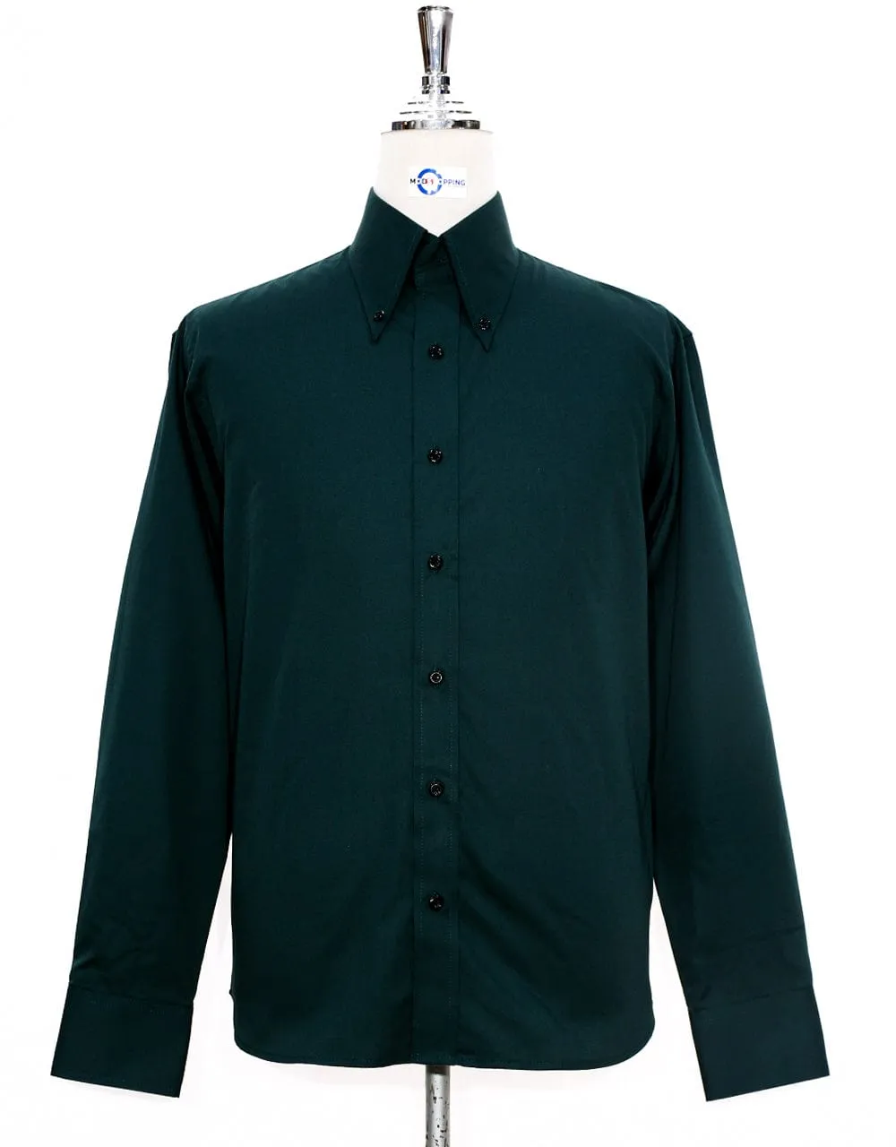 Dark Green Button Down Collar Shirt