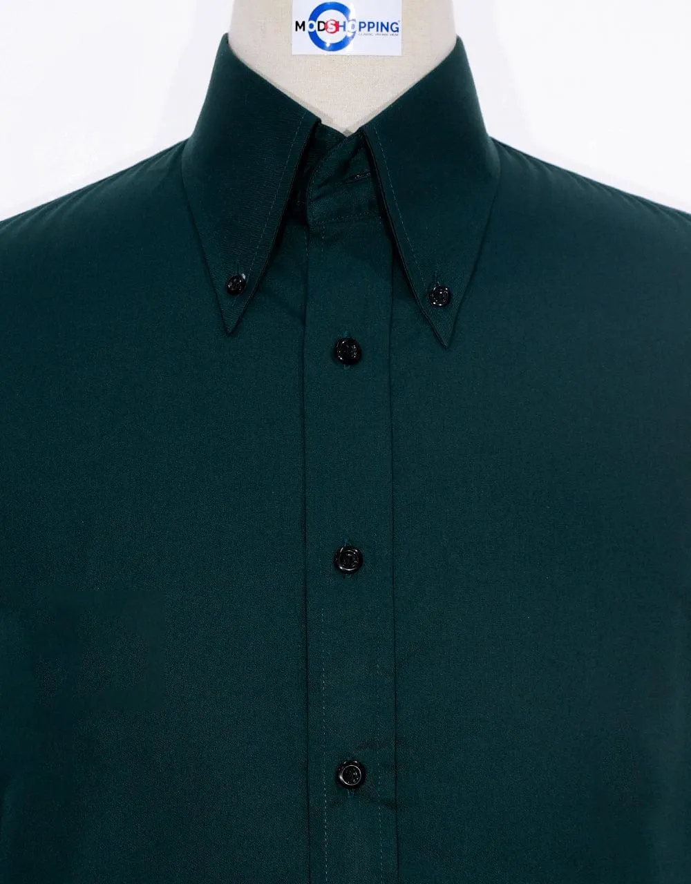 Dark Green Button Down Collar Shirt