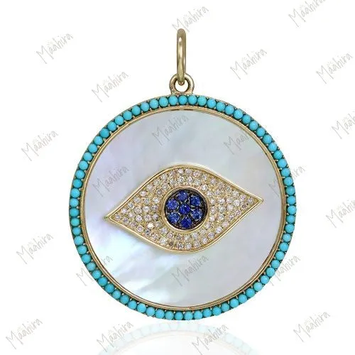 Diamond & MOP/ Turquoise Eye Pendant