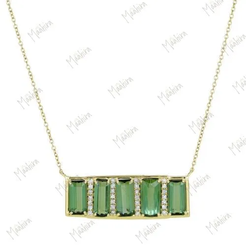 Diamond Green Tourmaline Necklace