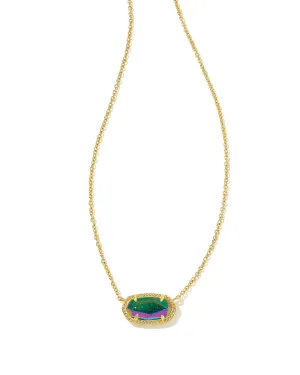 Elisa Pendant Necklace in Gold Iridescent Blue Goldstone