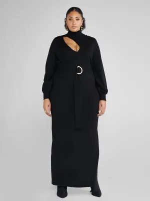 Fashion To Figure - Alisha Cutout Belted Maxi Sweater Dress