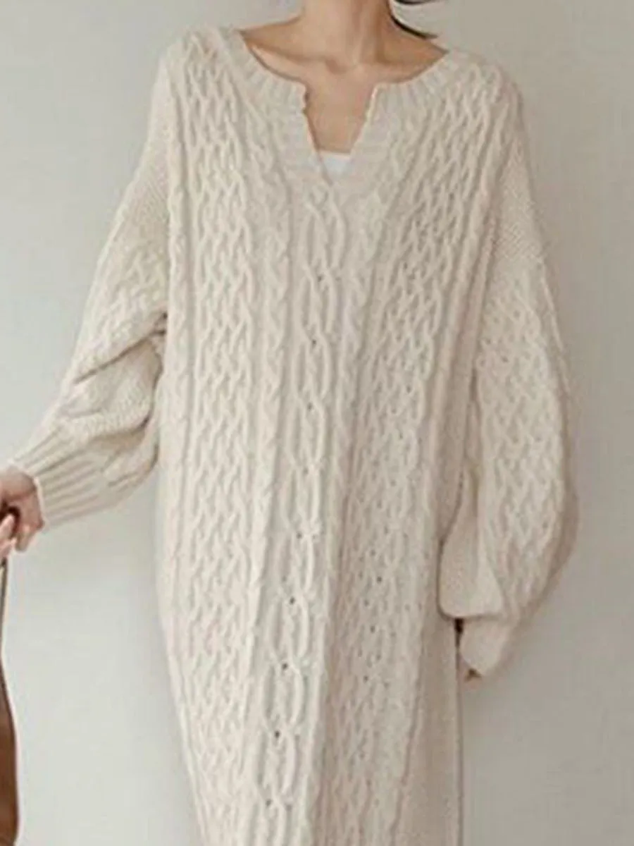 Fashionable Notch Collar Loose Casual Dress