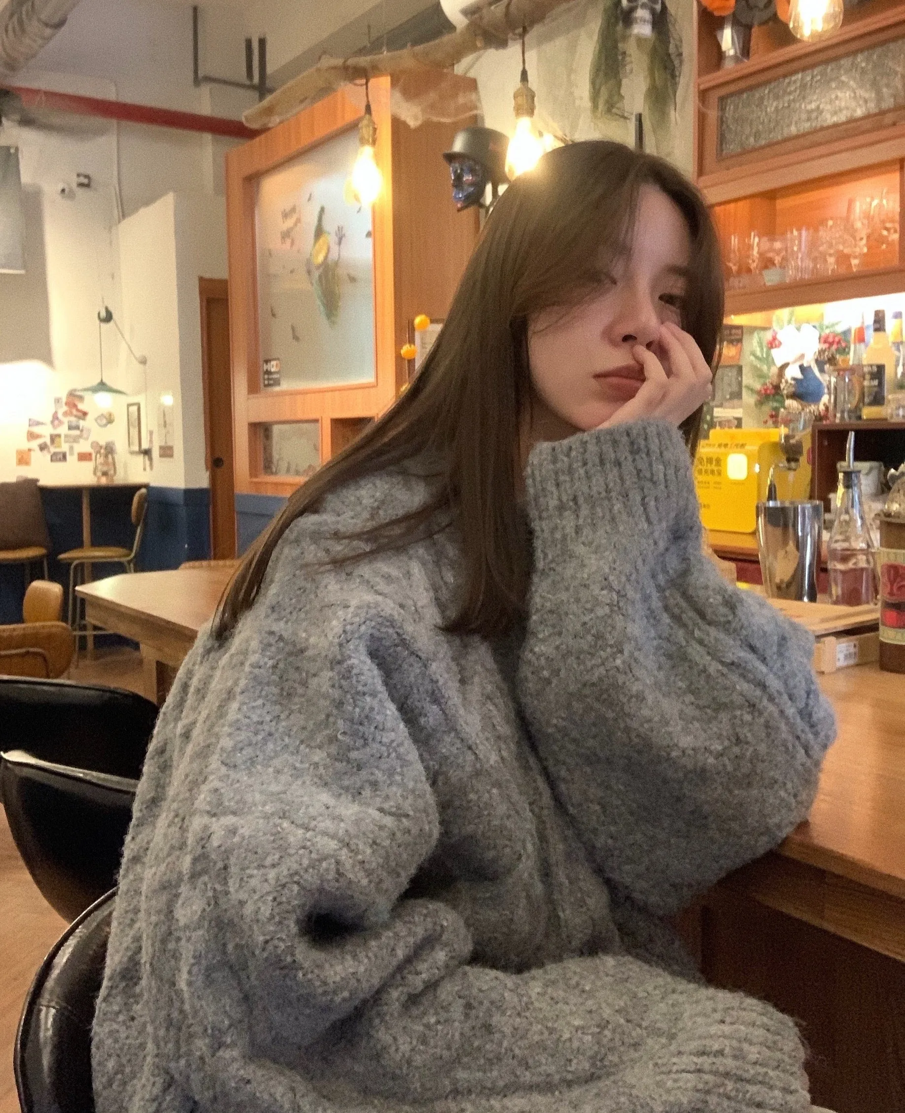 Flytonn-women fall outfits high street ins style -Korean style, Casual fashion, INS dressing, Lazy style, Graduation gift 
NO. 1179 THICK TWISTY SWEATER