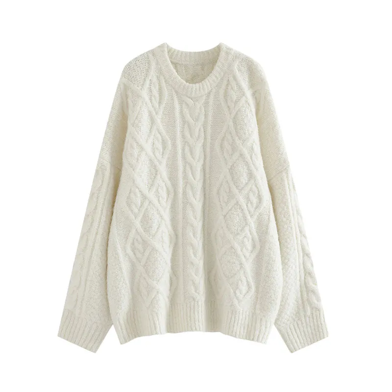 Flytonn-women fall outfits high street ins style -Korean style, Casual fashion, INS dressing, Lazy style, Graduation gift 
NO. 1179 THICK TWISTY SWEATER