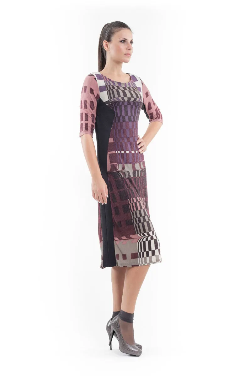 Geometric Pattern Sweater Dress