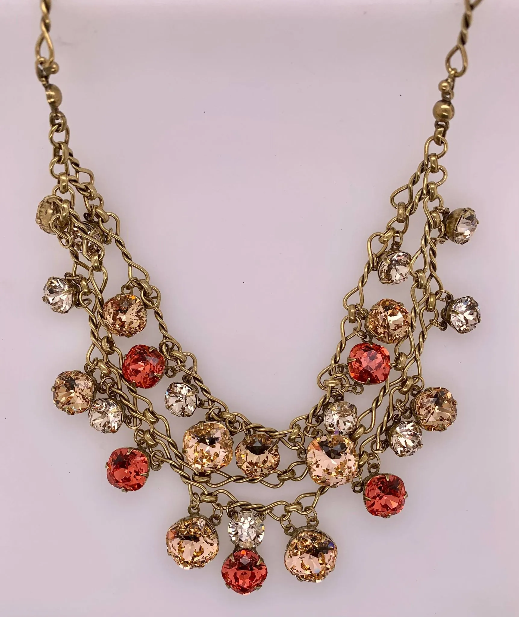 Glittering Double-Strand Crystal Bib Necklace