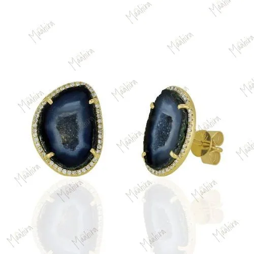 Gorgeous Diamond Cavity Druzy Stud