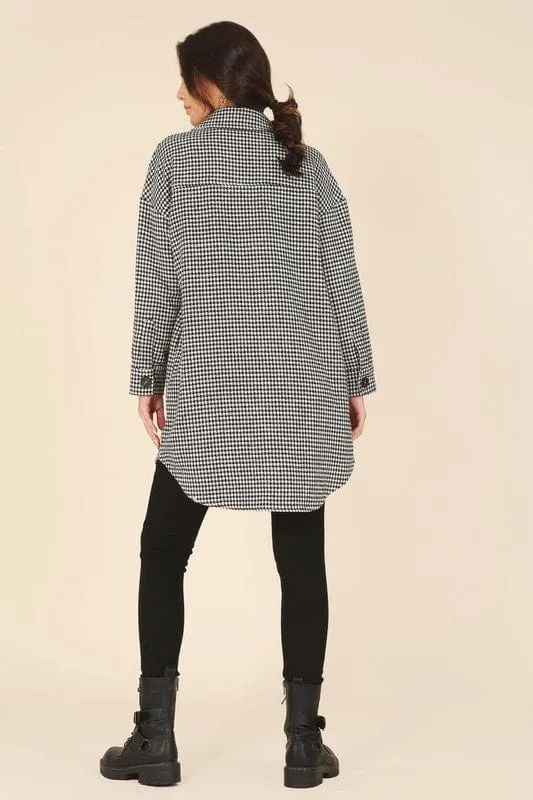 Hound tooth long shacket *Online Only*