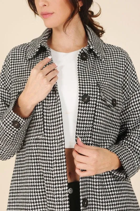 Hound tooth long shacket *Online Only*