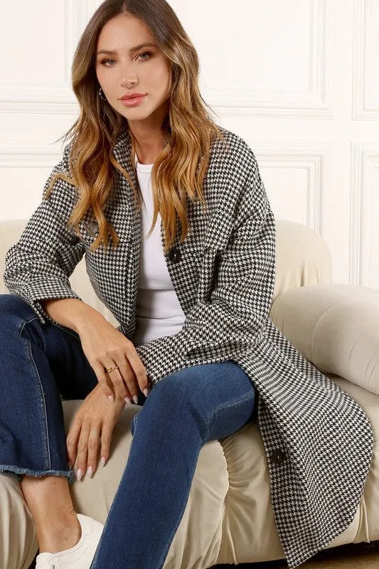 Hound tooth long shacket *Online Only*