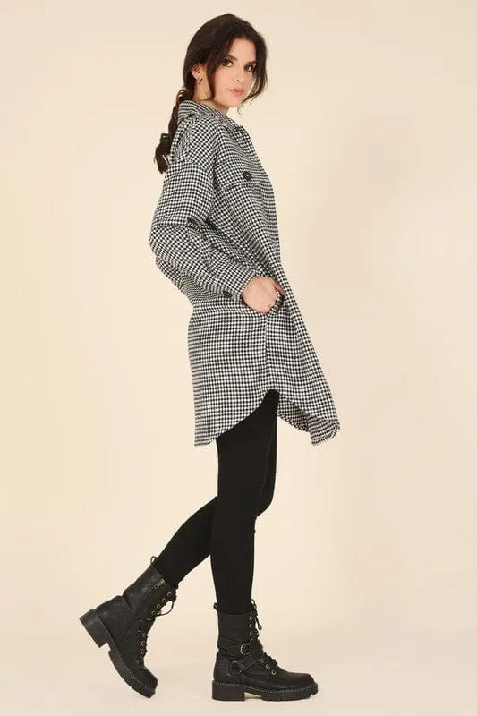 Hound tooth long shacket *Online Only*