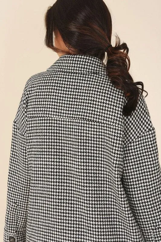 Hound tooth long shacket *Online Only*