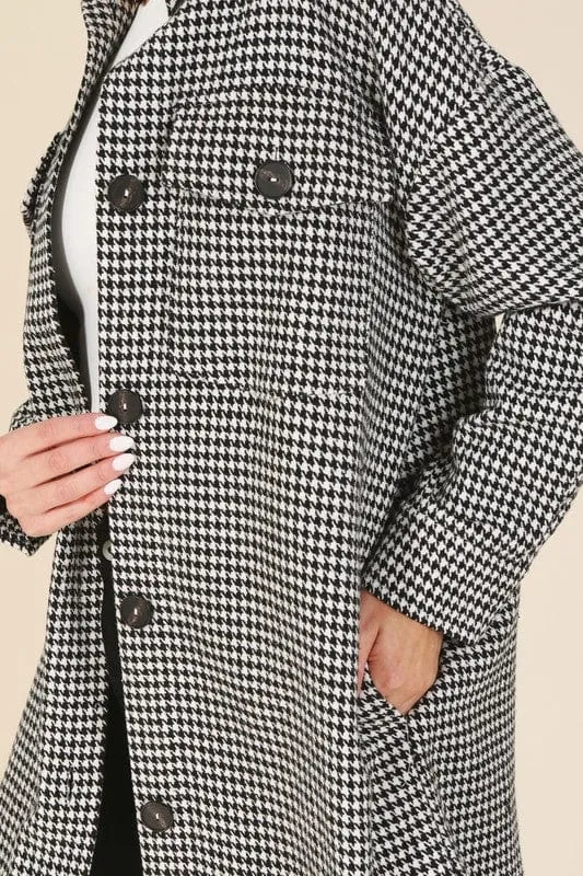 Hound tooth long shacket *Online Only*