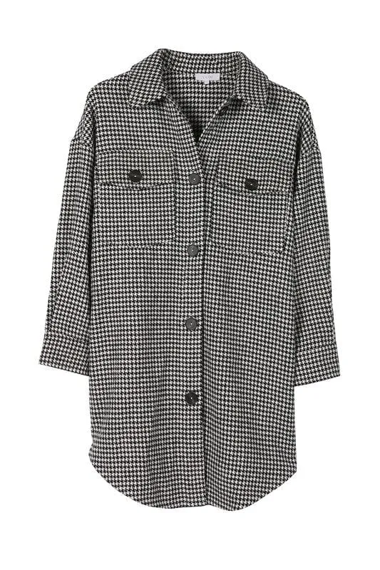 Hound tooth long shacket *Online Only*
