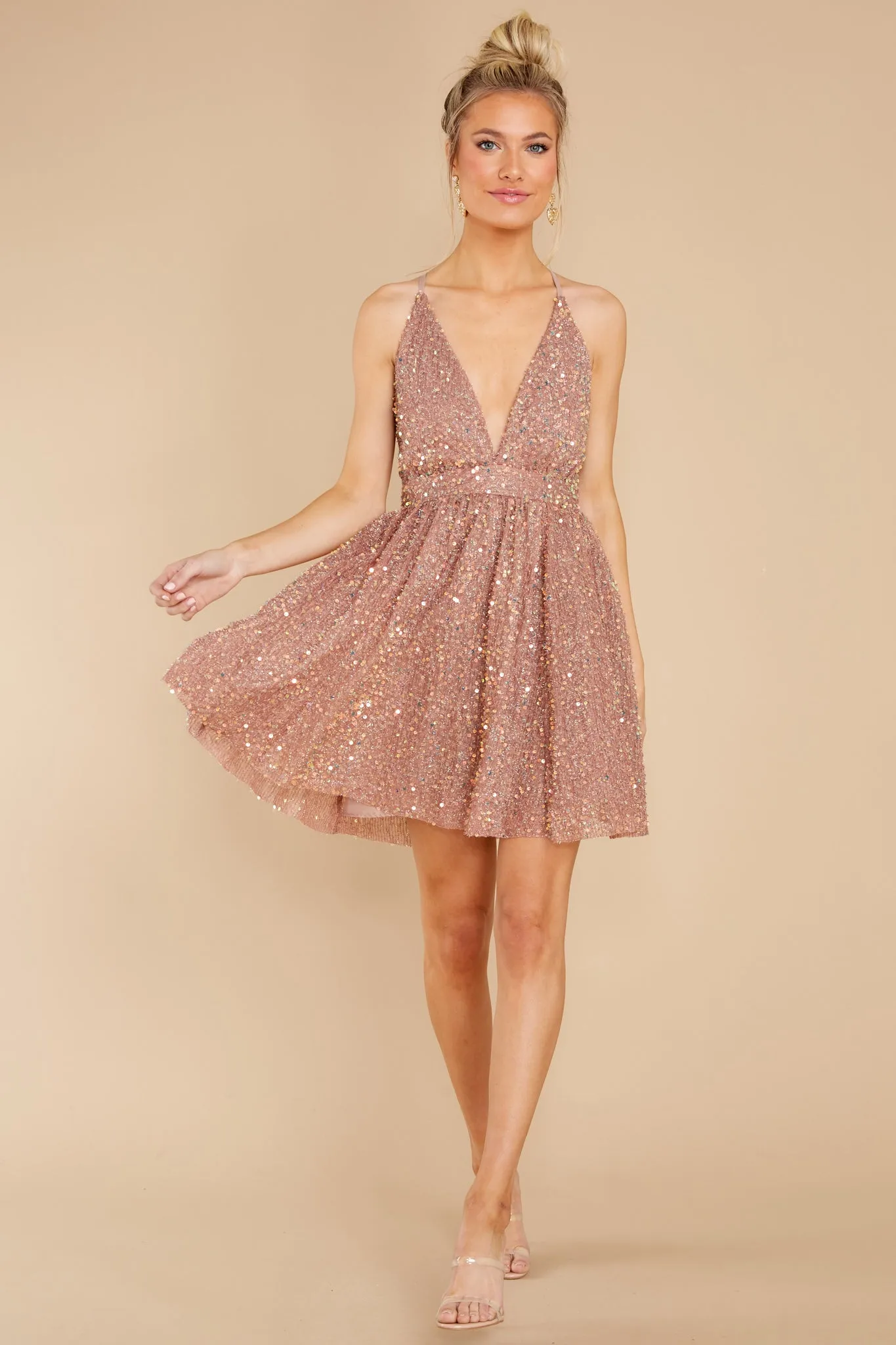 It's No Secret Blush Sequin Dress
