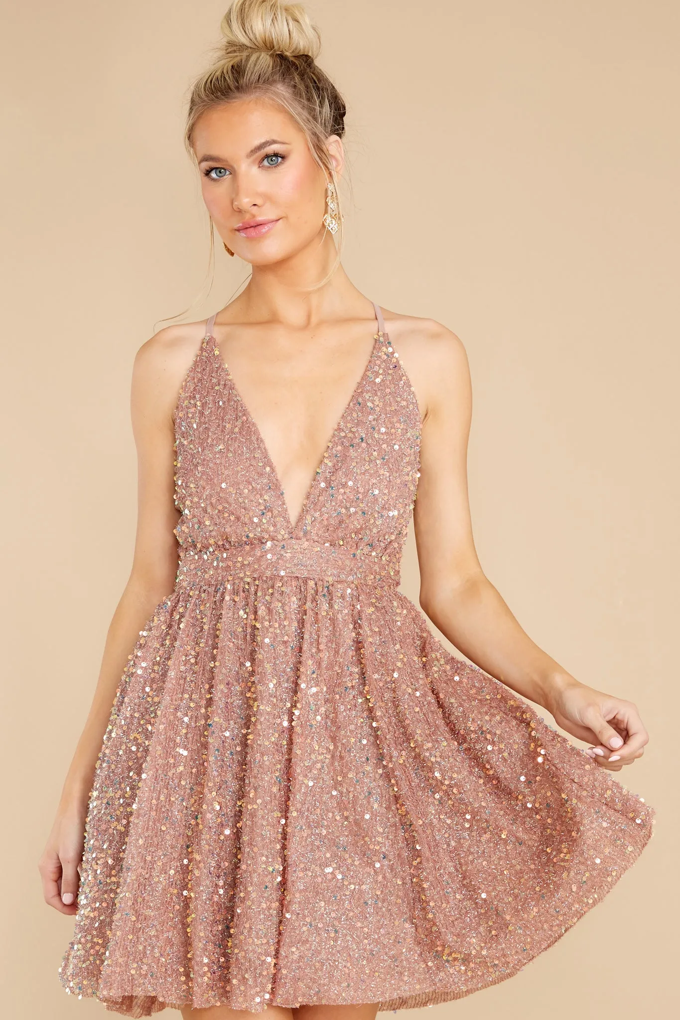 It's No Secret Blush Sequin Dress