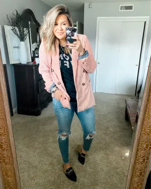 Judith March Pink Ribbed Corduroy Blazer- Size L (sold out online)